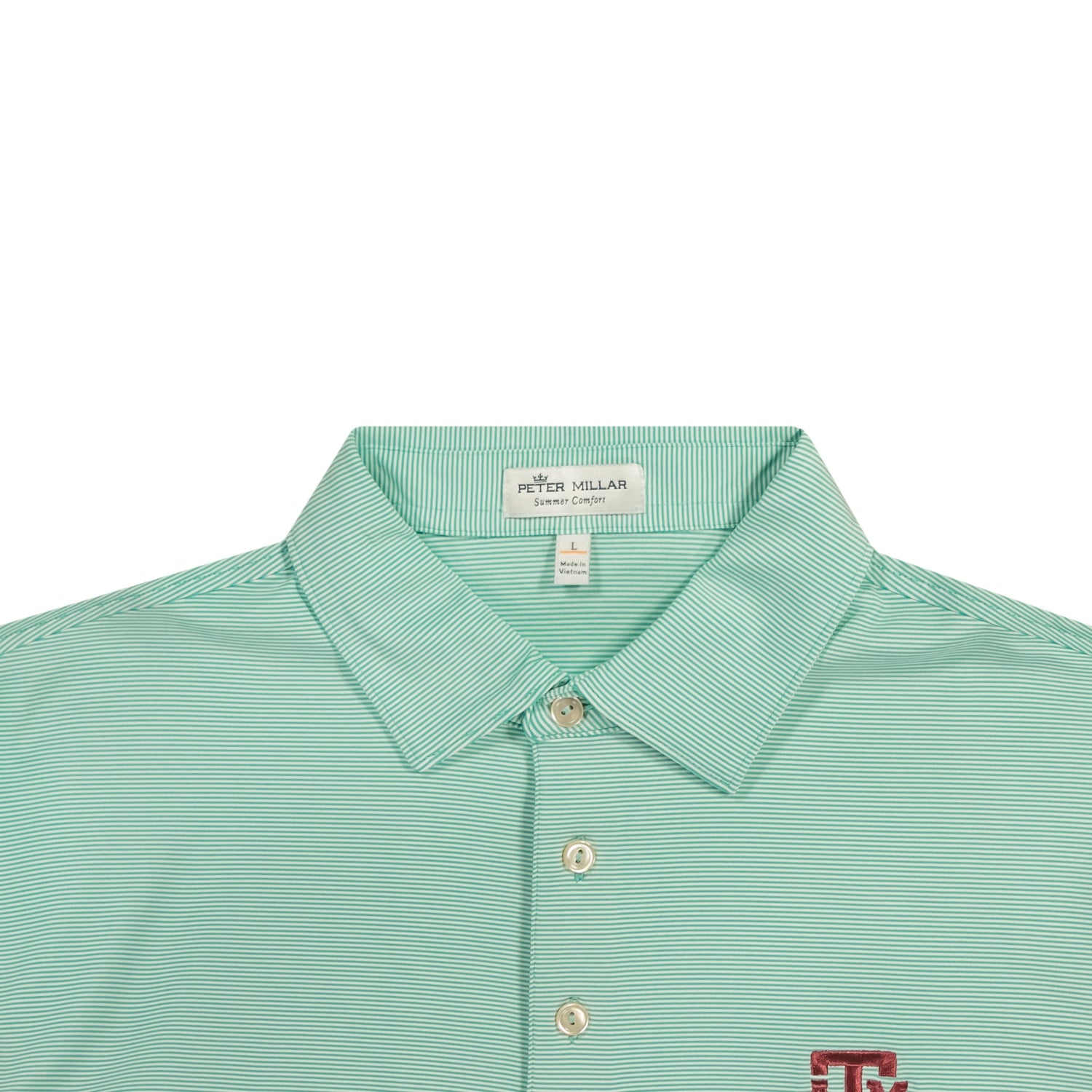 Texas A&M Peter Millar Jubilee Stripe Stretch Jersey Polo