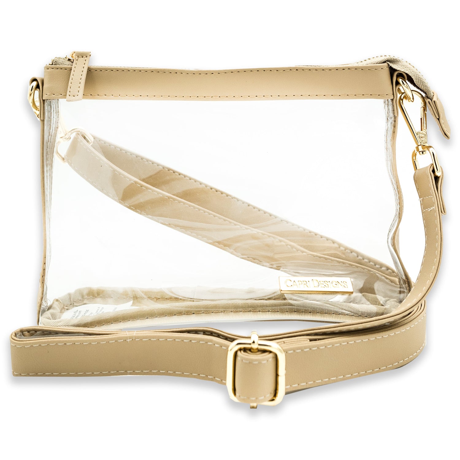 Tan & Gold Clear Small Crossbody