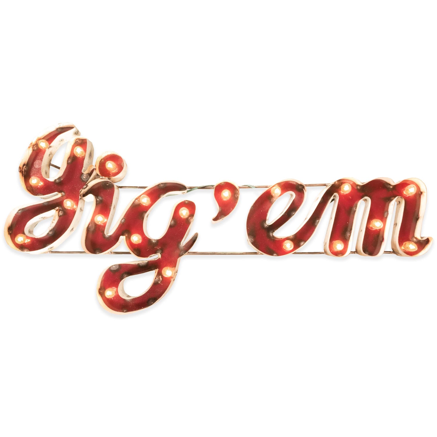 Gig 'Em Sign With Lights
