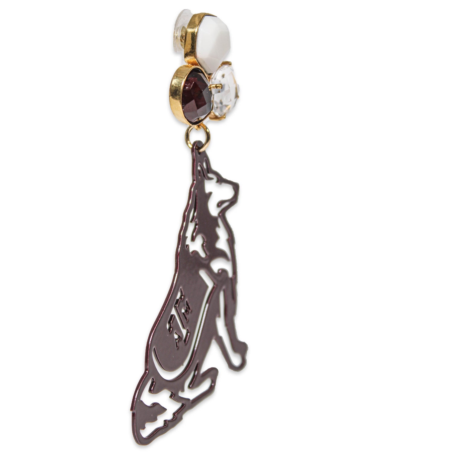 Texas A&M Maroon Reveille 3 Gemstone Earrings