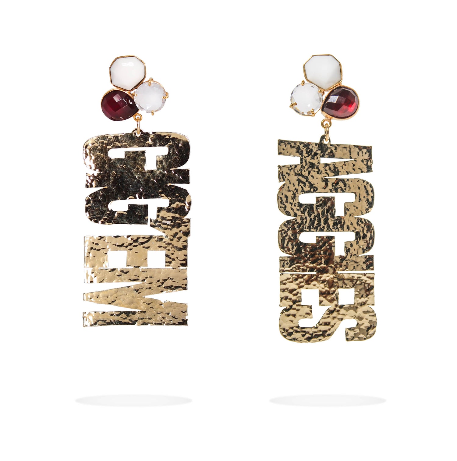 Texas A&M Gig 'Em Aggies 3 Gemstone Gold Earrings