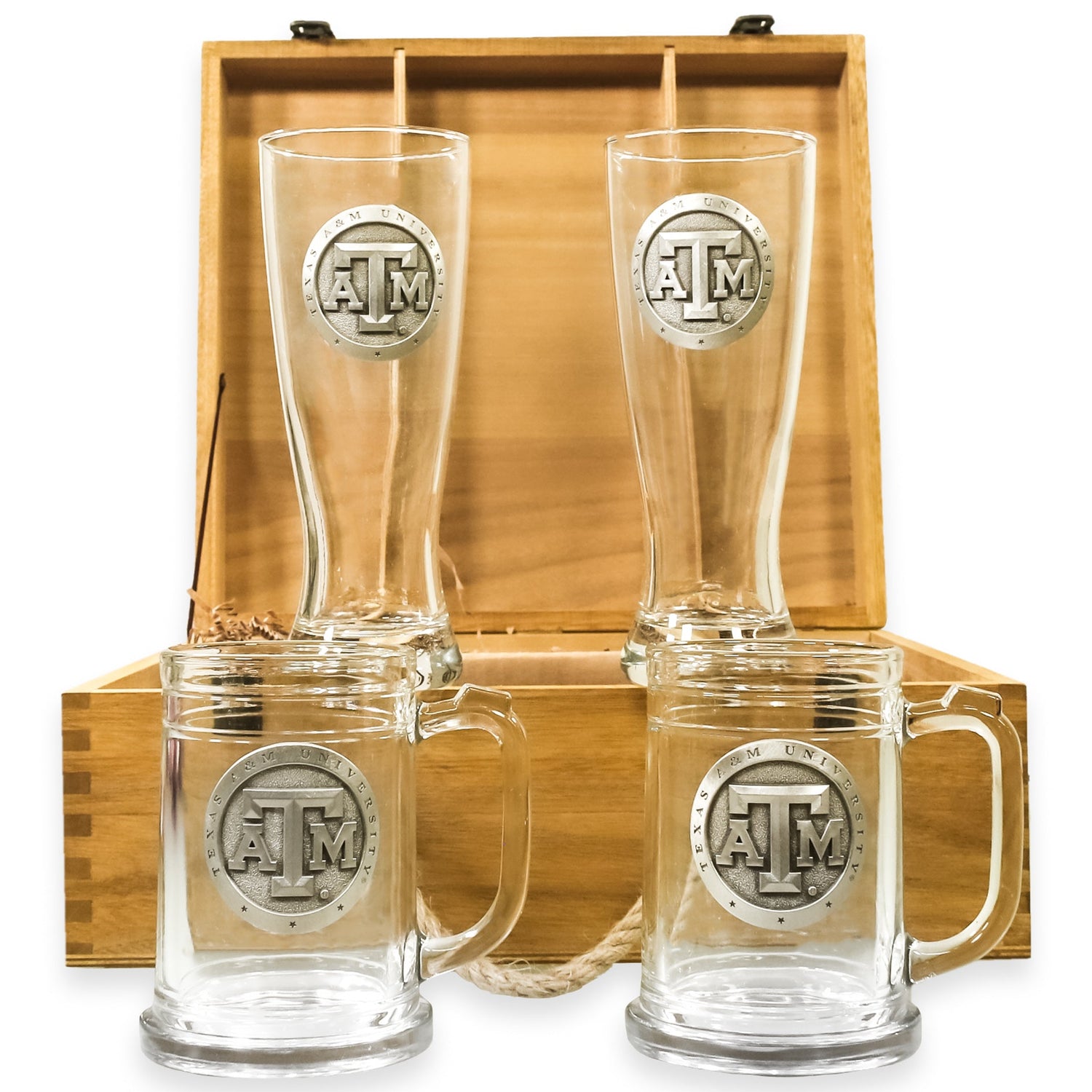 Heritage Pewter Light Wood Beer Chest Set