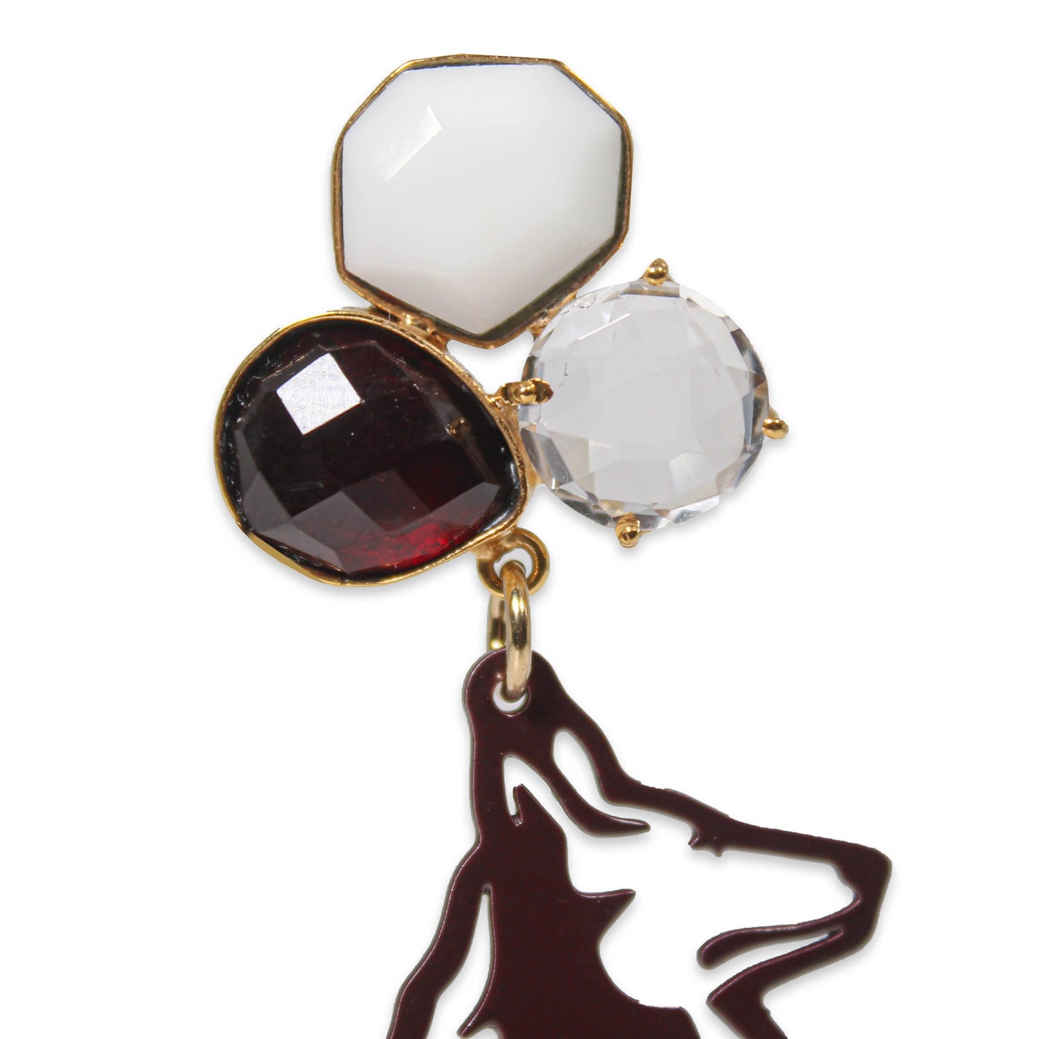 Texas A&M Maroon Reveille 3 Gemstone Earrings