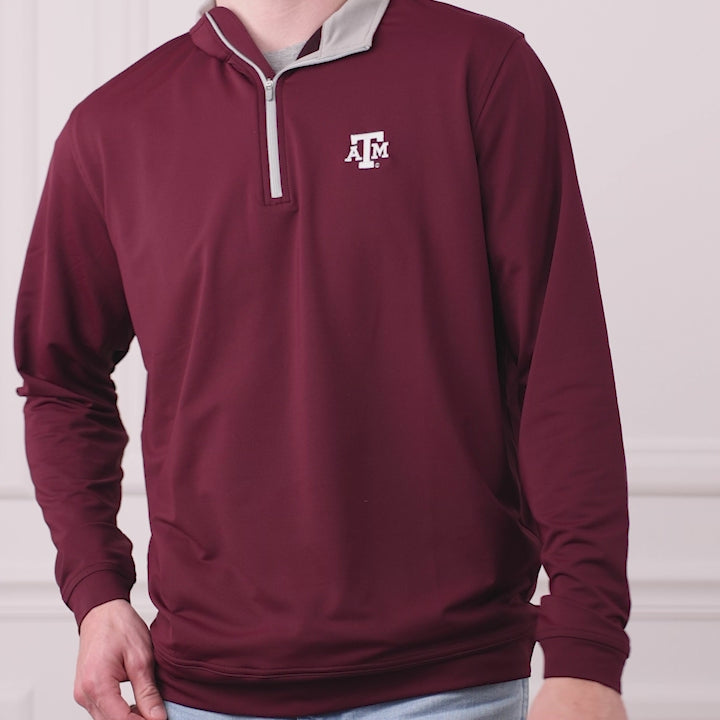 Texas A&M Peter Millar Perth Solid Maroon Quarter Zip