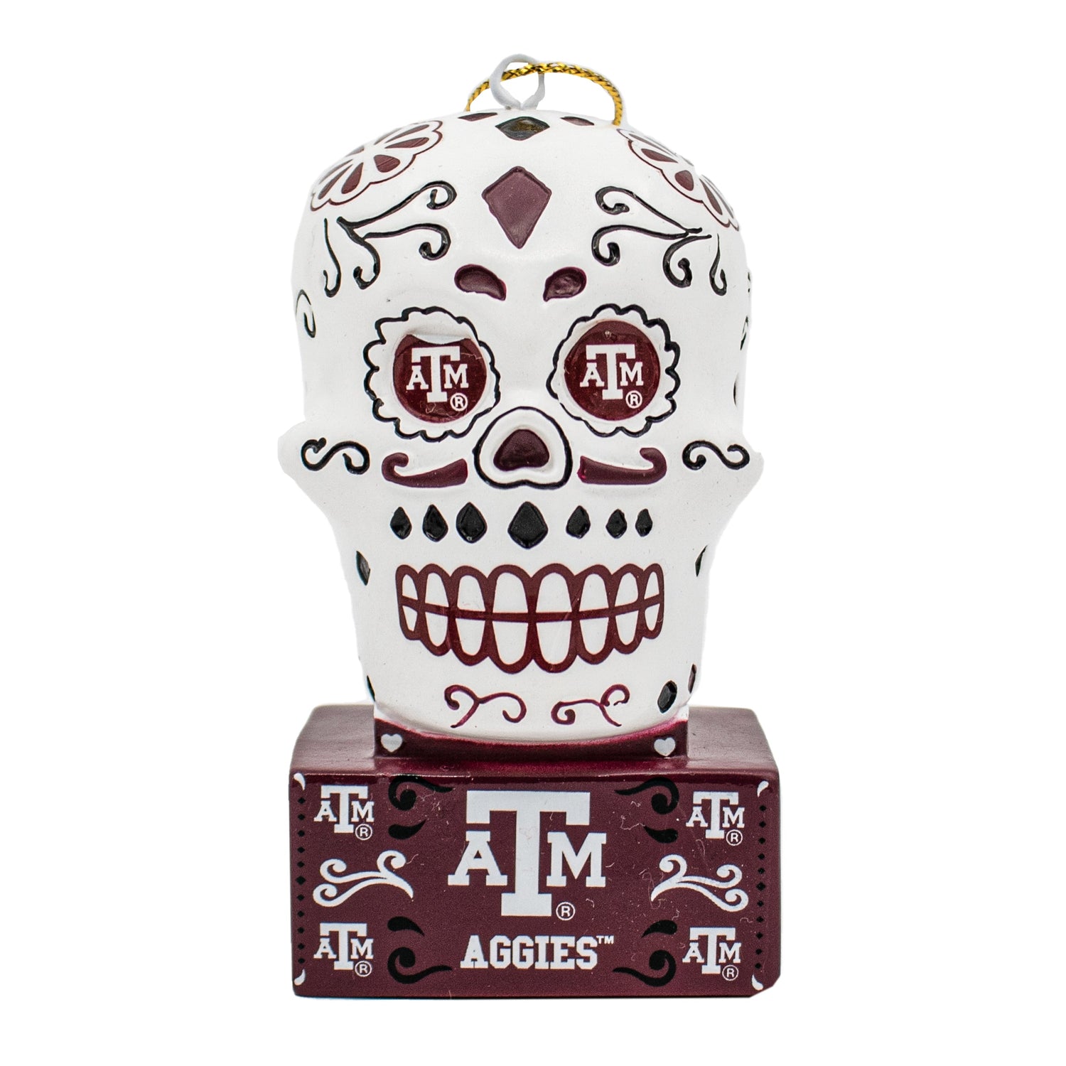 Texas A&M Sugar Skull Ornament