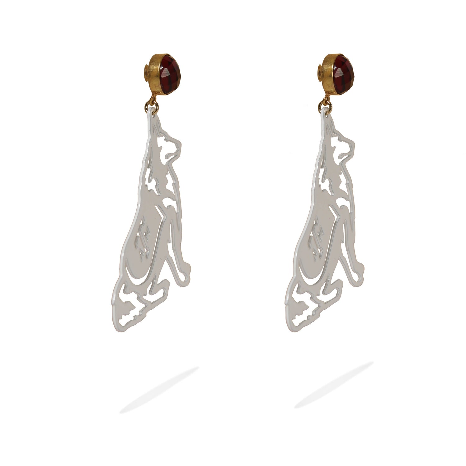 Texas A&M White Reveille Garnet Earrings