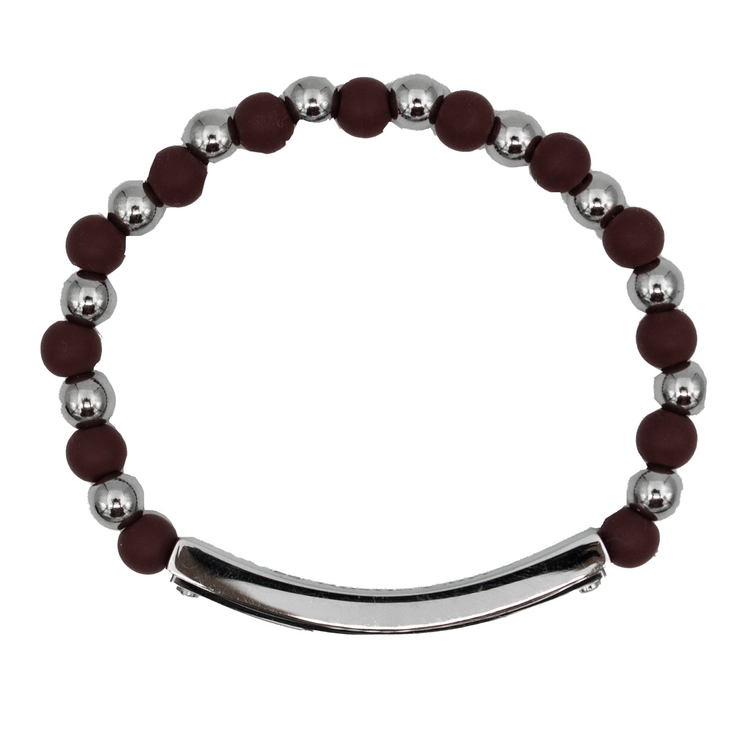 Maroon & Silver Beaded Bracelet