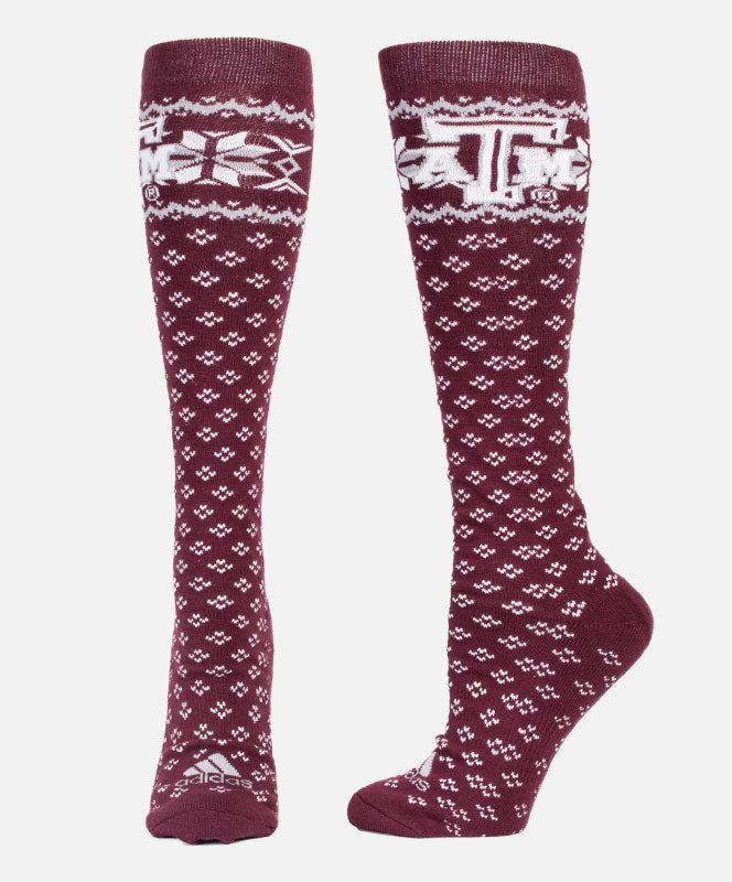 Adidas Texas A&M Snow Flake Knee High Socks