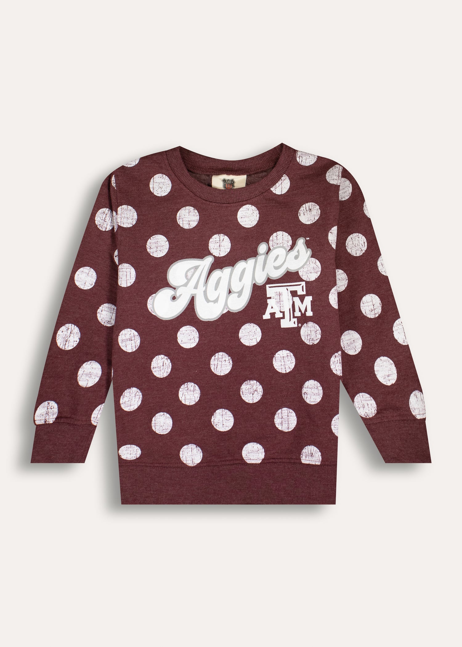 Aggies Polka Dot Fleece Maroon Toddler Crewneck