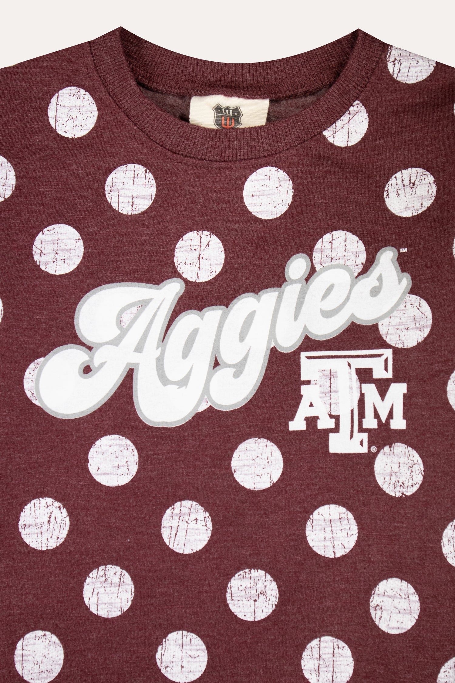 Aggies Polka Dot Fleece Maroon Toddler Crewneck