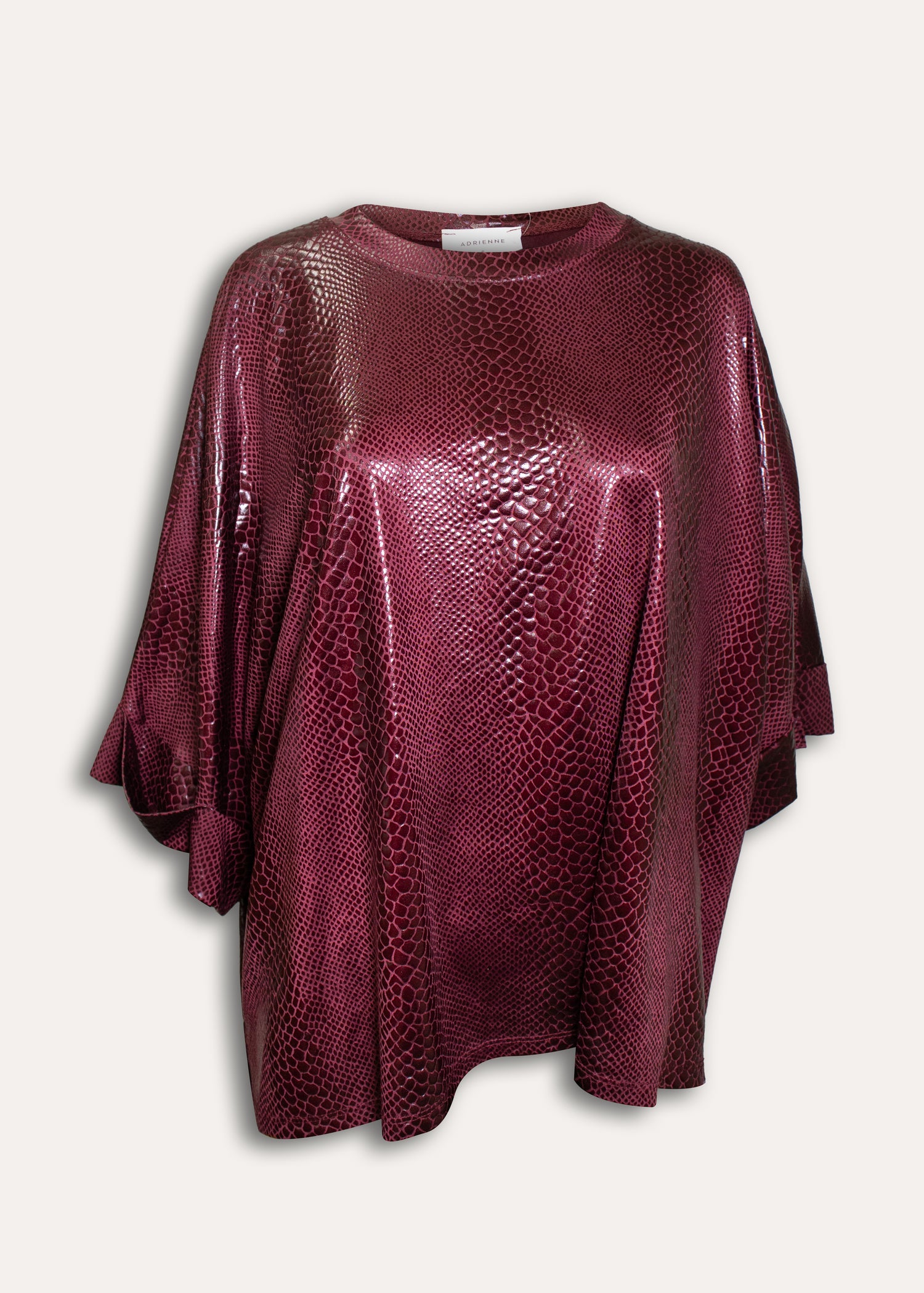Maroon Animal Print Oversized Cuff Blouse