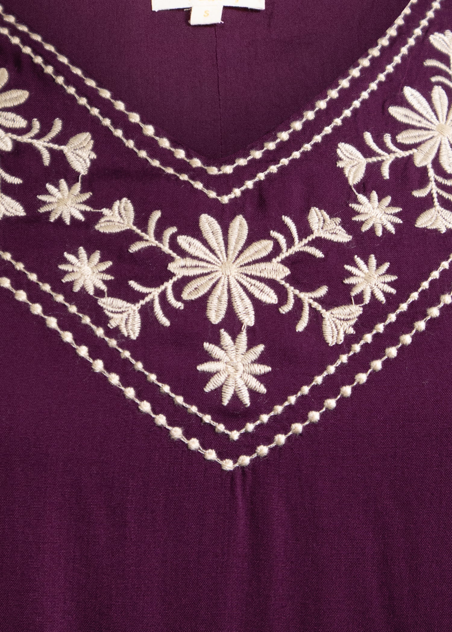 Maroon Dress with Cream Embroidery
