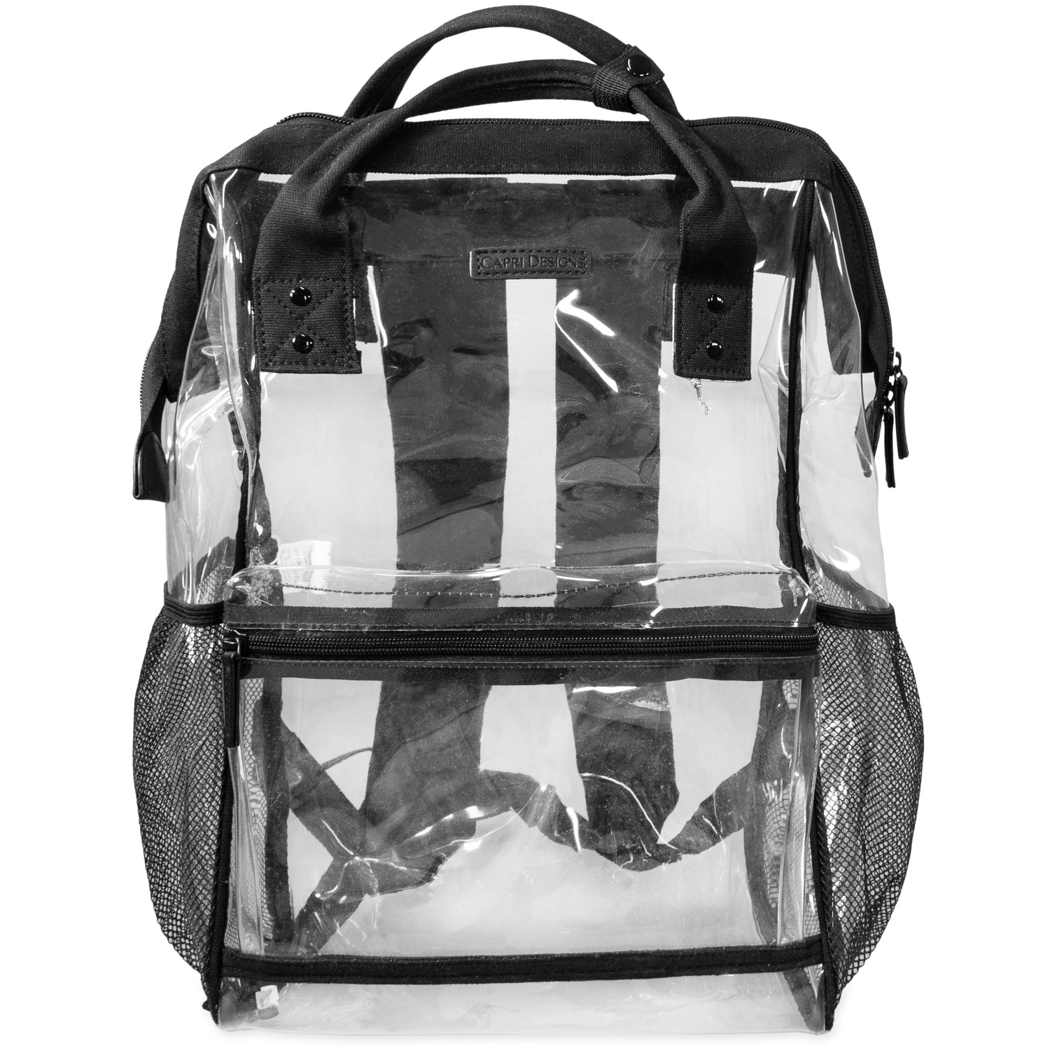 Black Hinge Top Clear Backpack