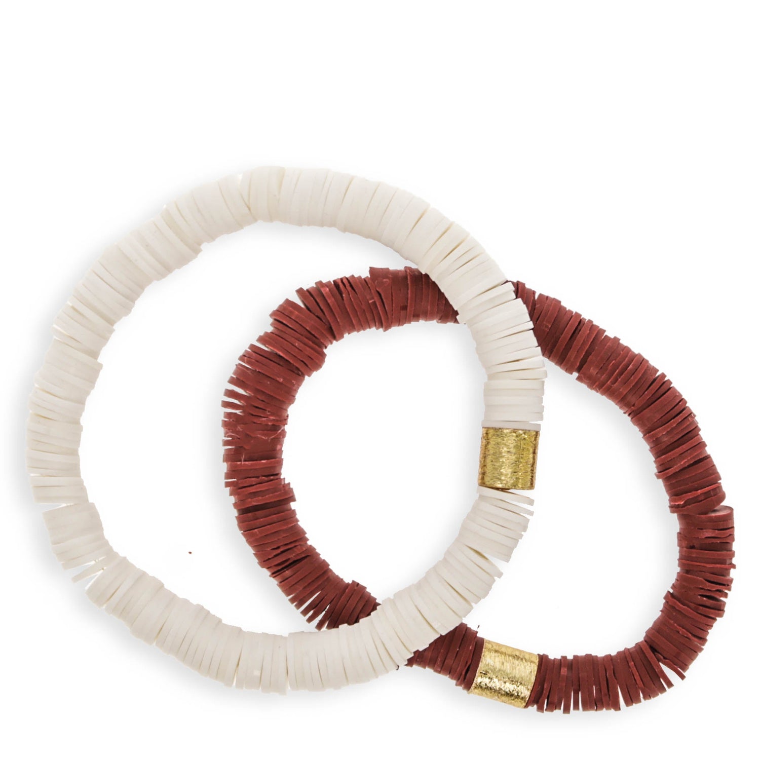 Maroon and White Bar Bracelet Set