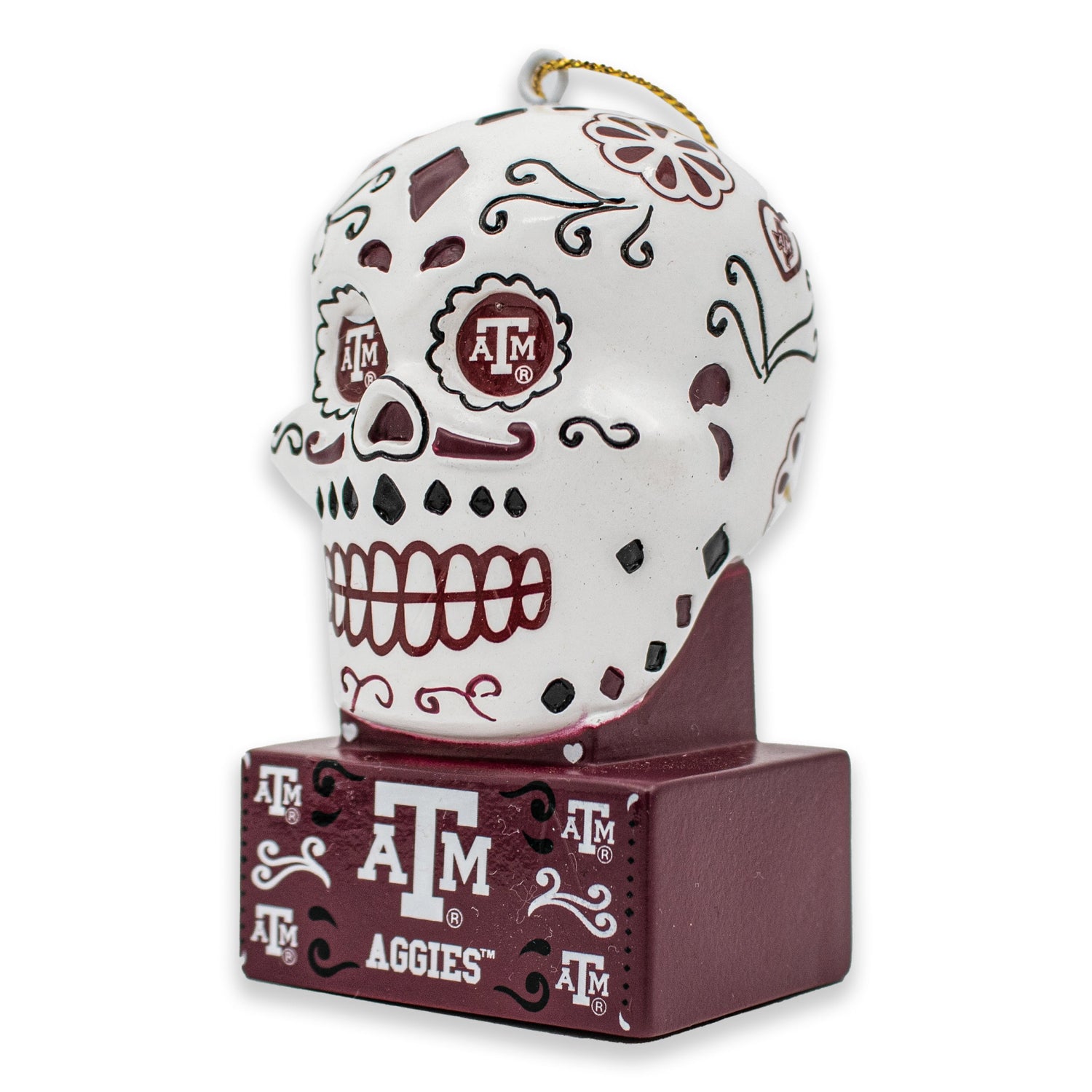 Texas A&M Sugar Skull Ornament