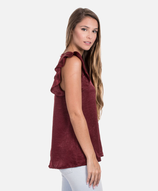 Solid Maroon Flowy Tank
