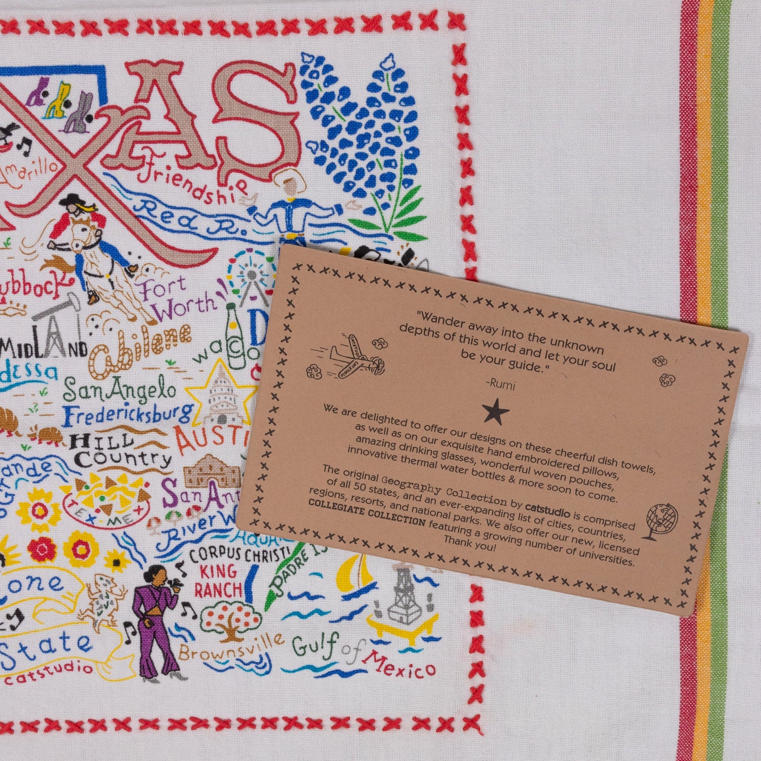 CatStudio Texas Print Dish Towel