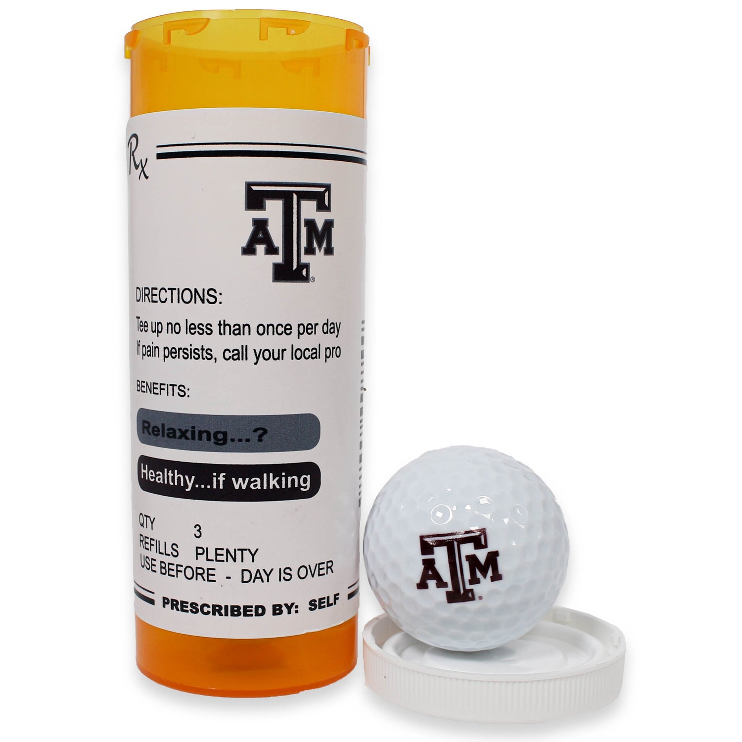 Texas A&M Pricription Tube Golf Balls