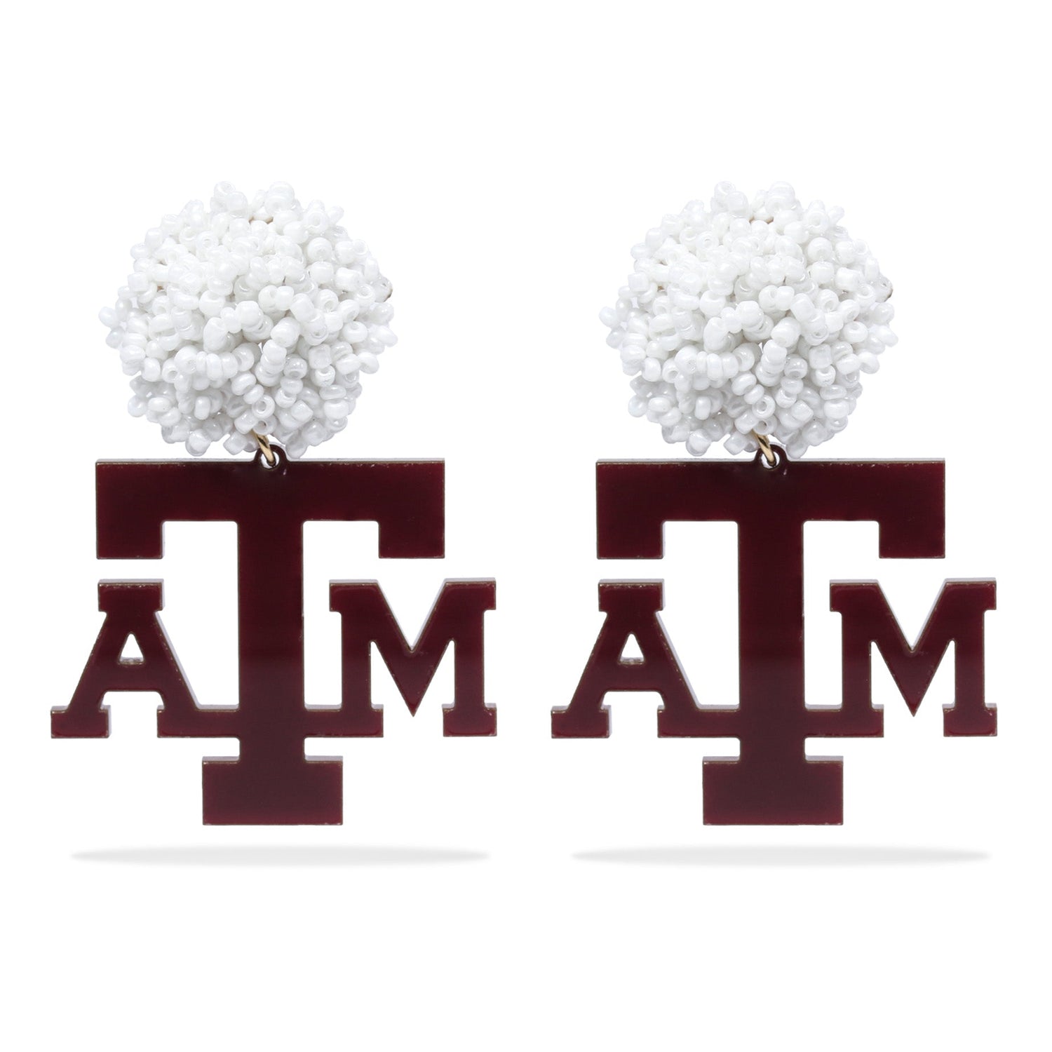 Texas A&M Acrylic Logo Maroon Bead Earrings