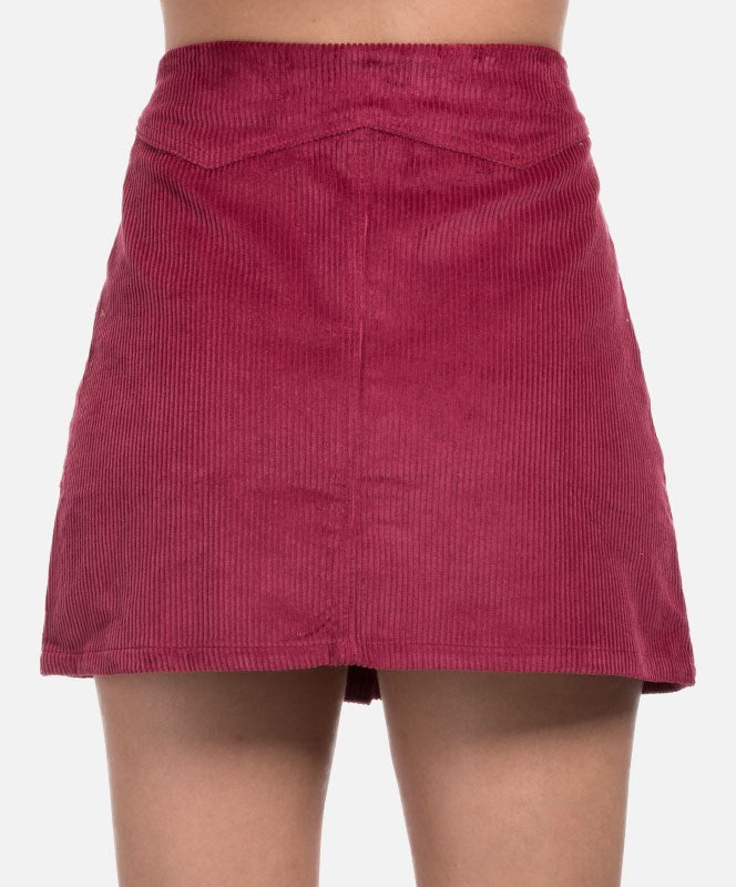 Corduroy Mini Skirt with Buttons