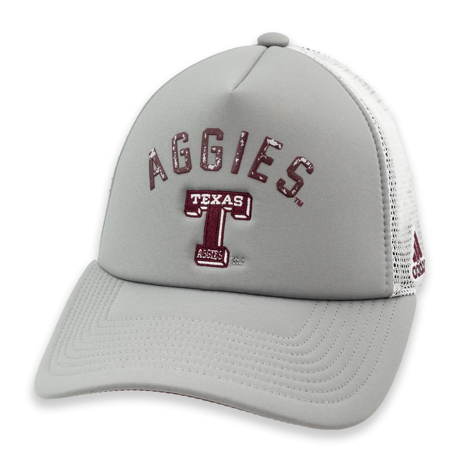 Texas A&M Aggies Block T Adidas Grey Foam Trucker Hat