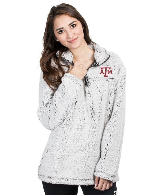 Texas A M Quarter Zip Unisex Sherpa Pullover
