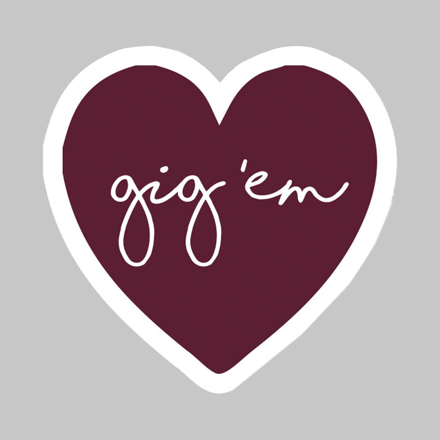 Texas A&M Gig 'Em Heart Dizzler Sticker