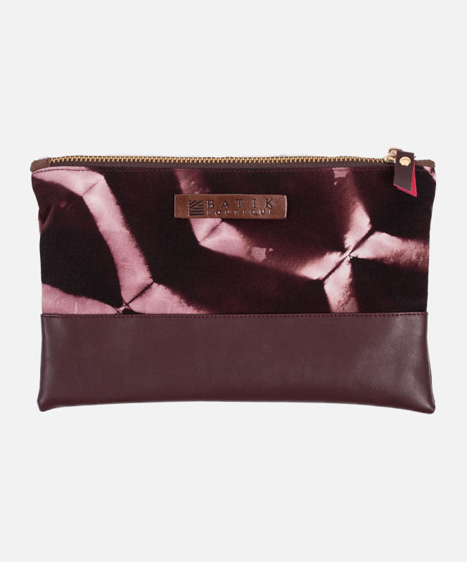 Batik Silk Maroon Zip Pouch