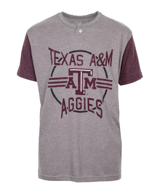 Wes & Willy Texas A&M Aggie Boys Baseball Henley T-Shirt