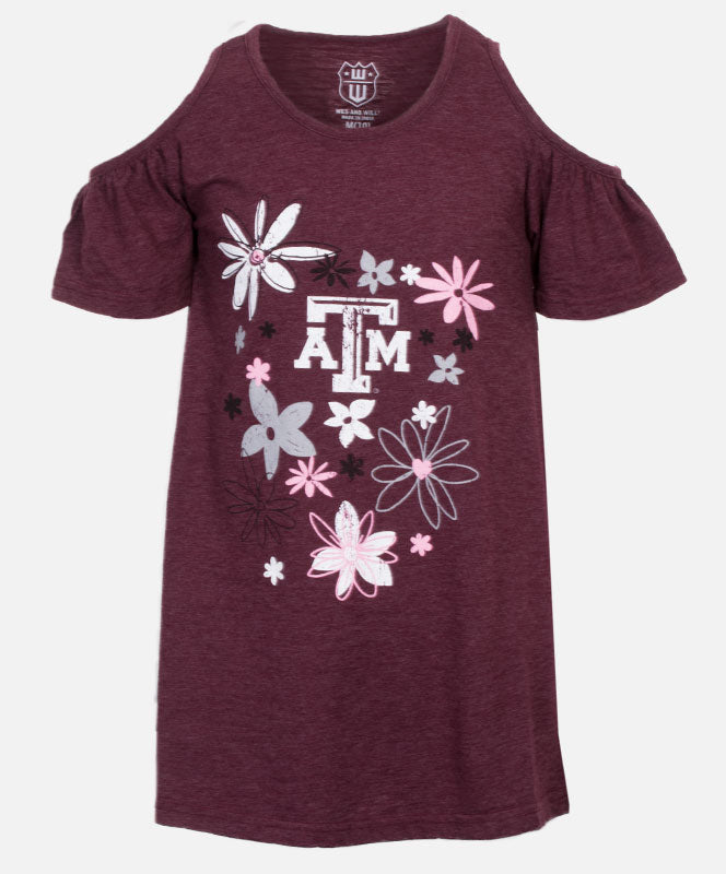 Girls Slub Cold Shoulder Top