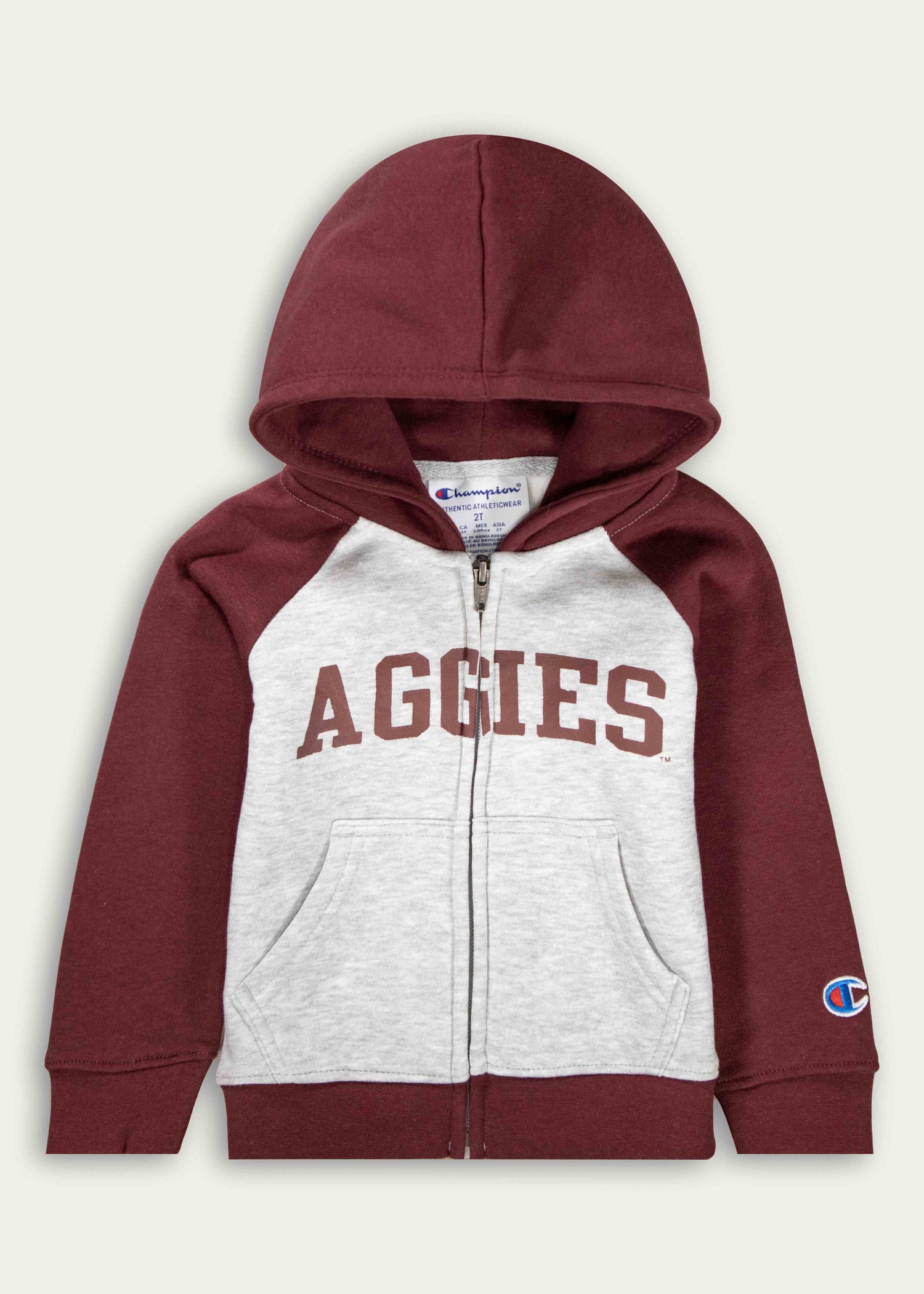 Aggies Champion Toddler Raglan Zip Hoodie