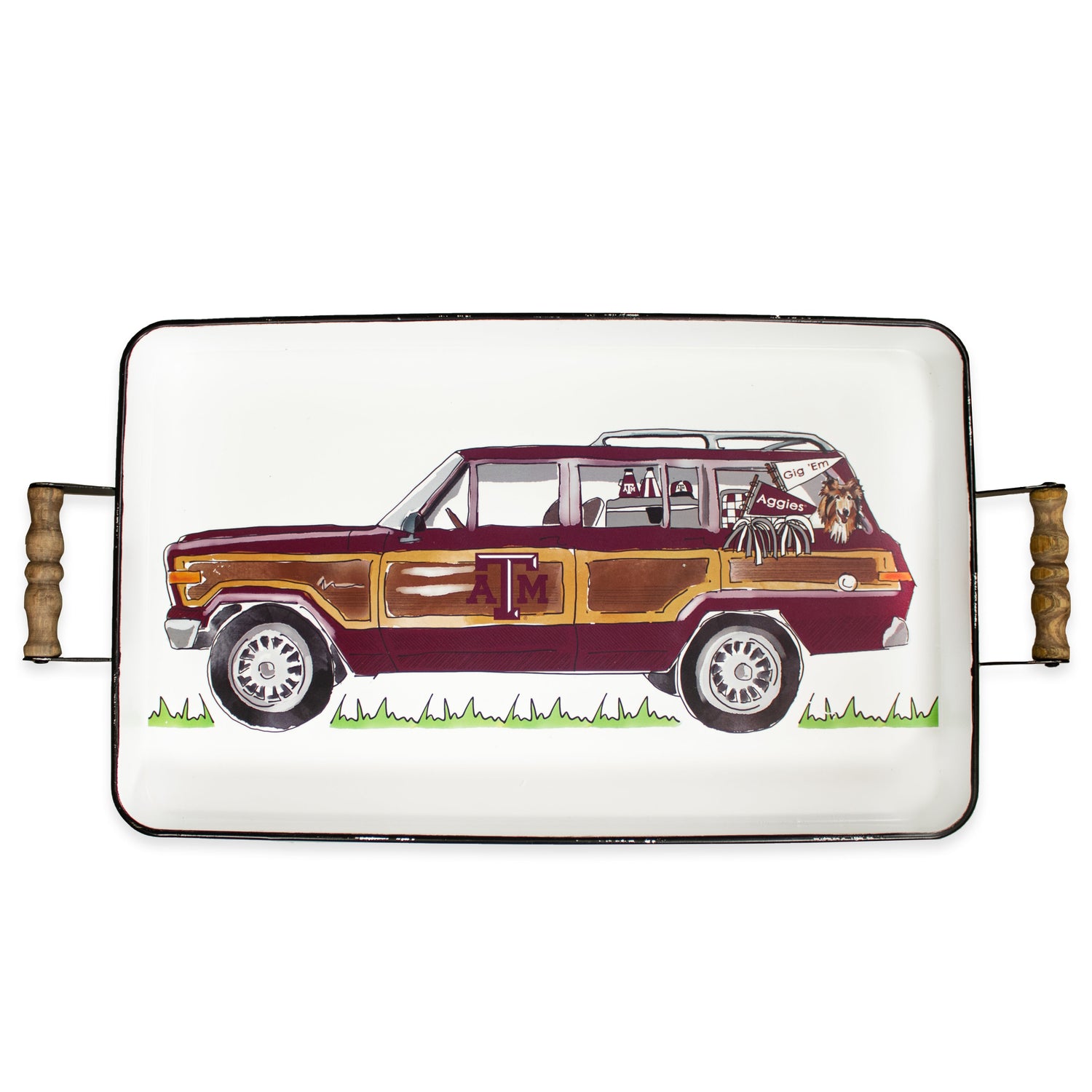 Texas A&M Wagoneer Enamel Serving Tray