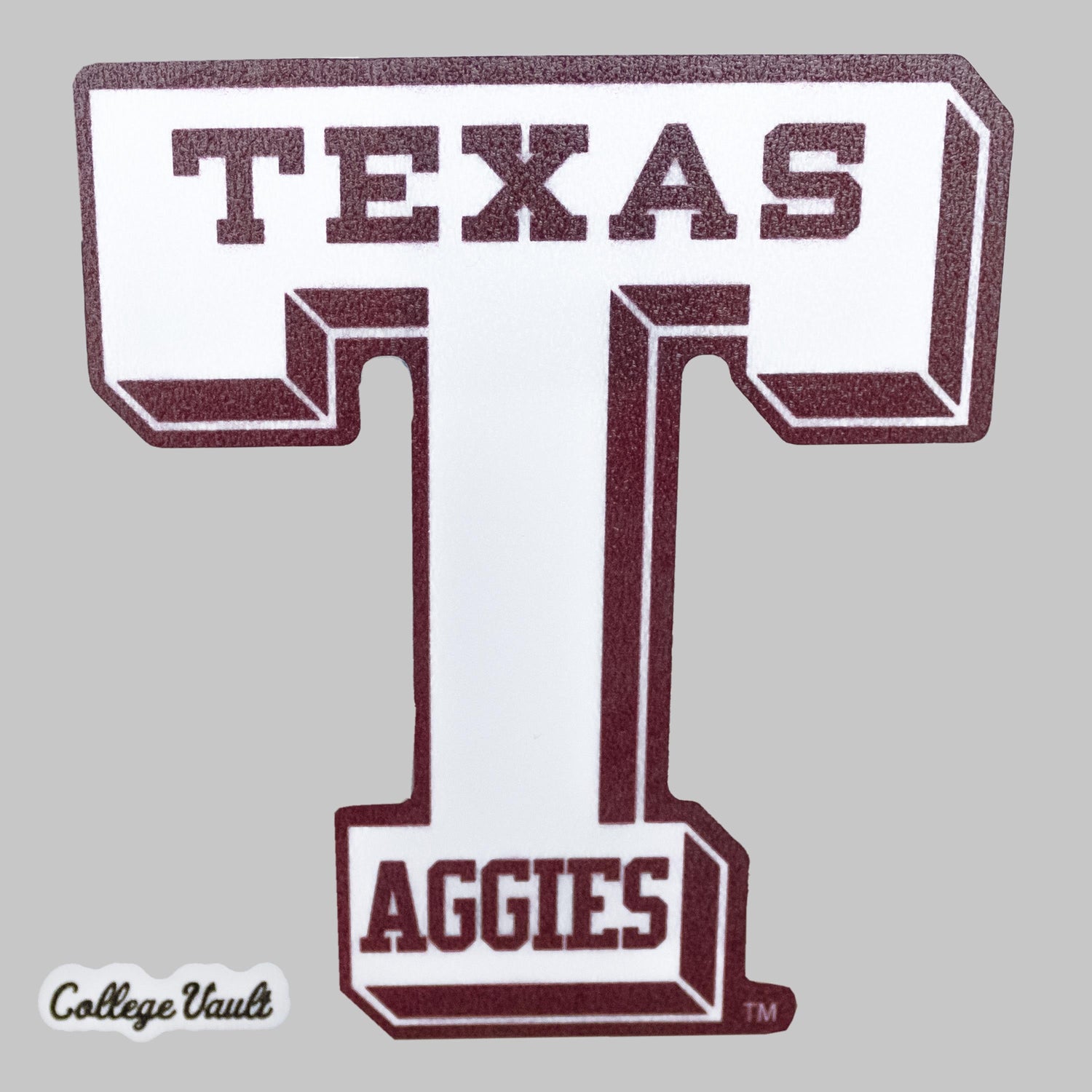 Texas A&M Aggies White Vault-T Decal