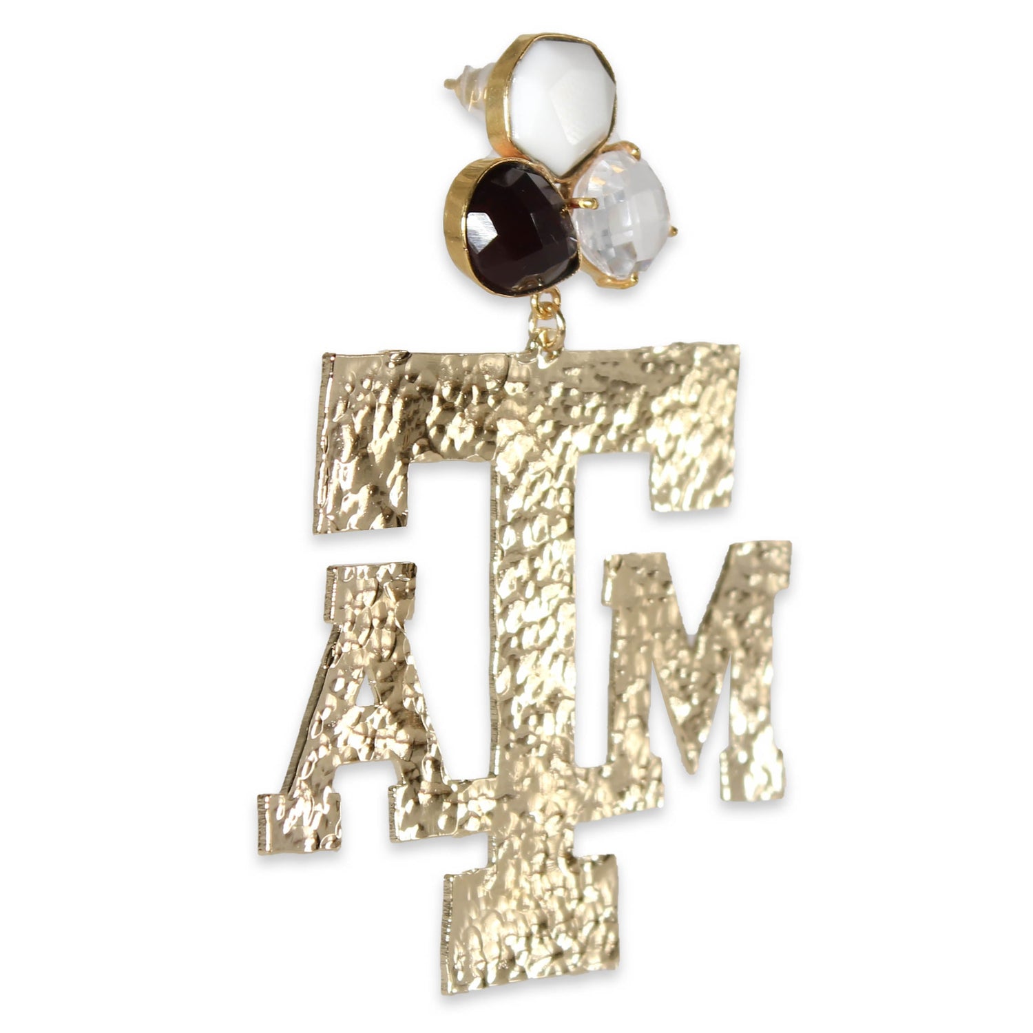 Texas A&M 3 Gemstone Gold Earrings
