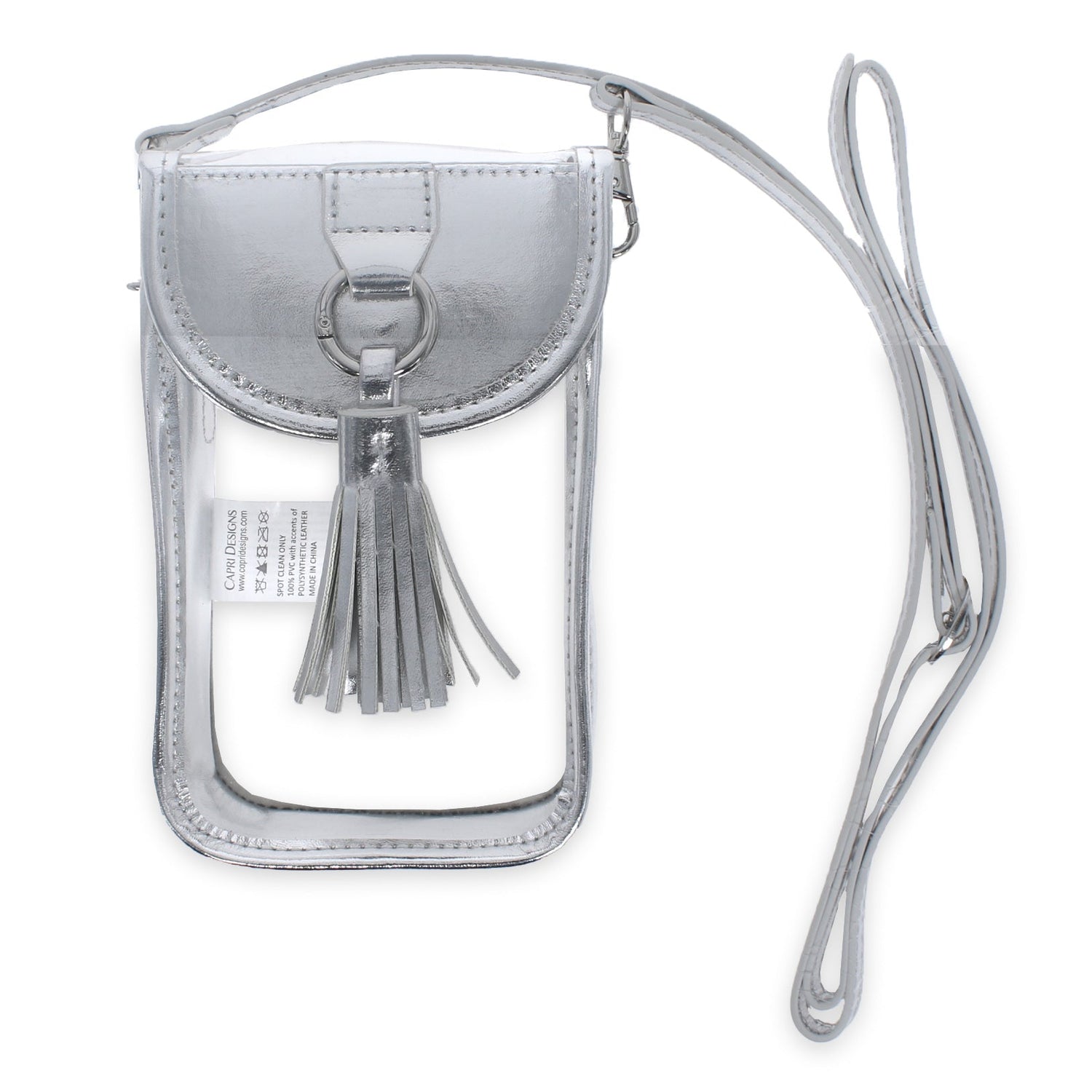 Cell Phone Crossbody- Clear Pvc/ Silver