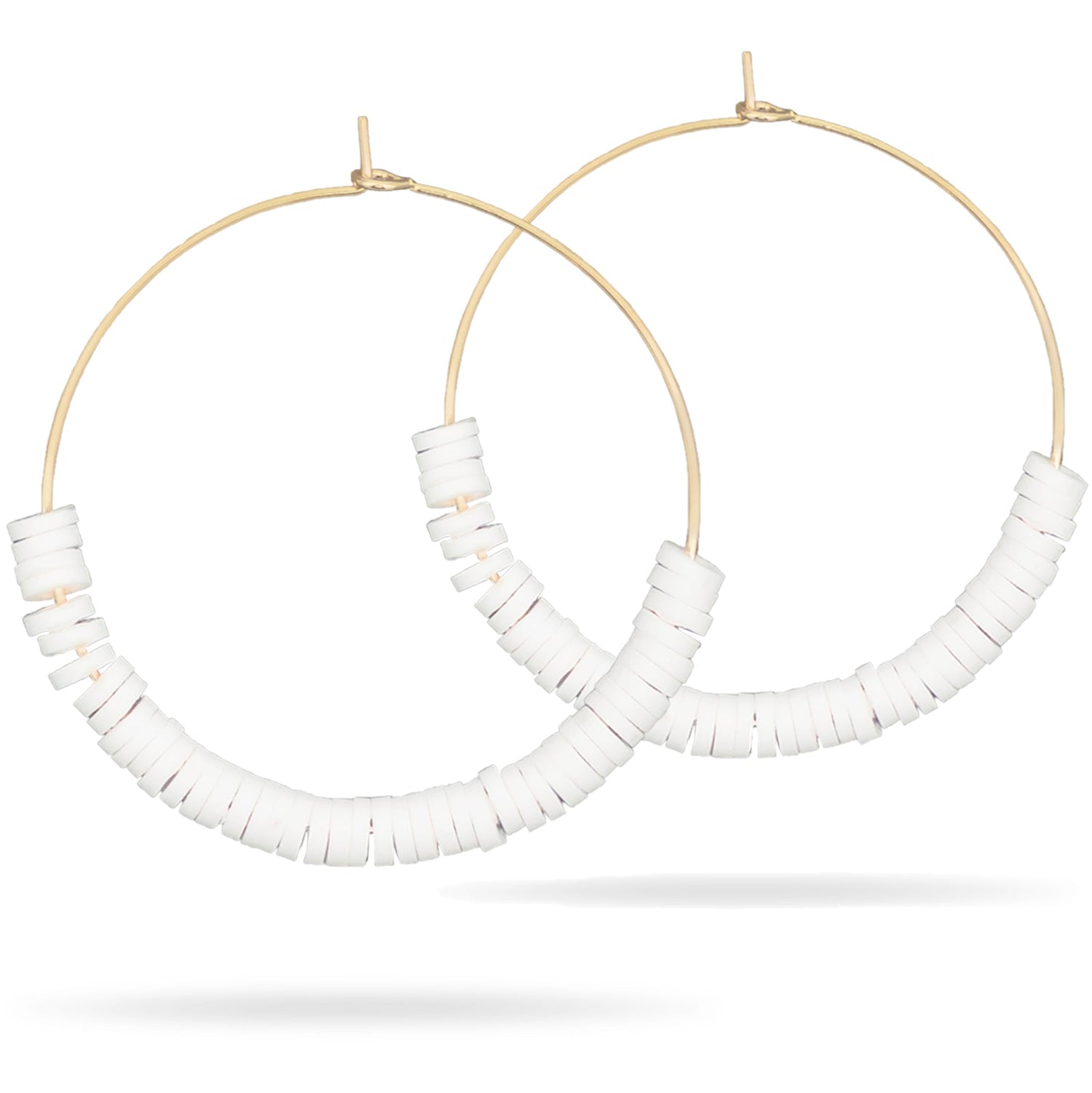 White & Gold Hoop Earrings