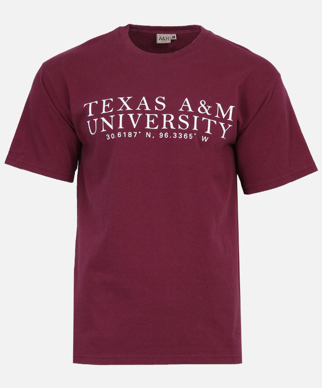 Texas A&M City Town Coordinates T-Shirt