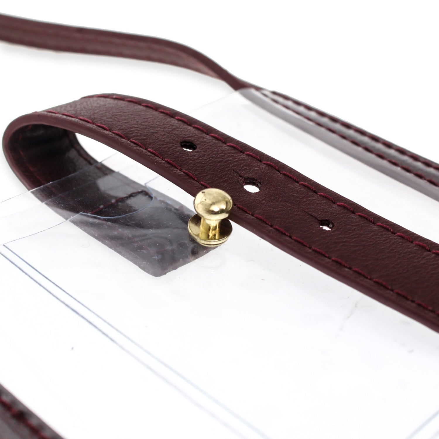 Maroon Leather Clear Phone Holder Cross Body