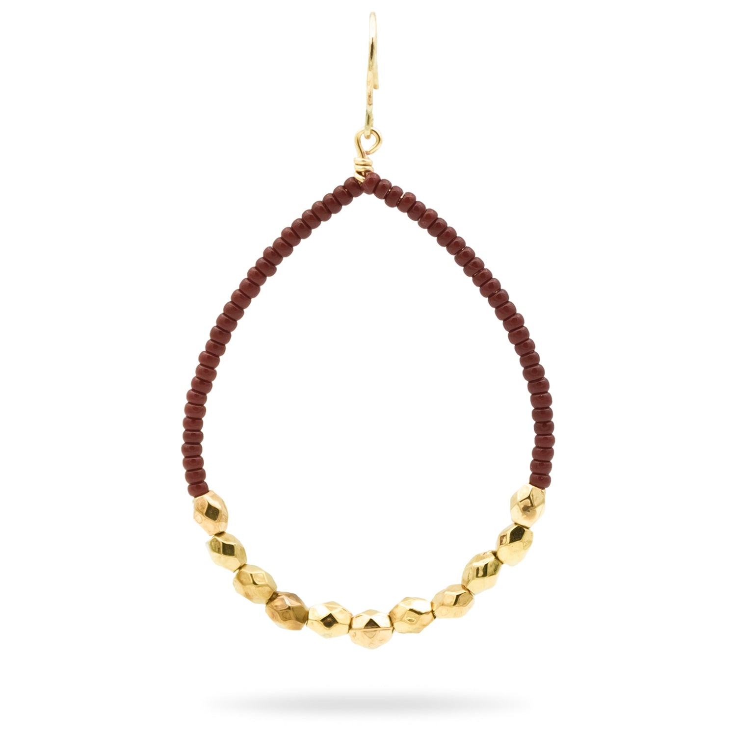 Maroon & Gold Teardrop Earrings