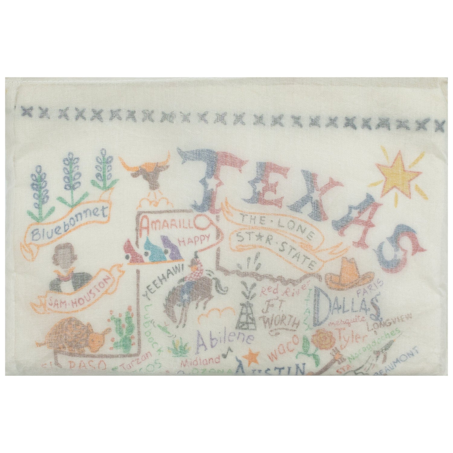 Texas Catstudio Embroidered Dish Towel