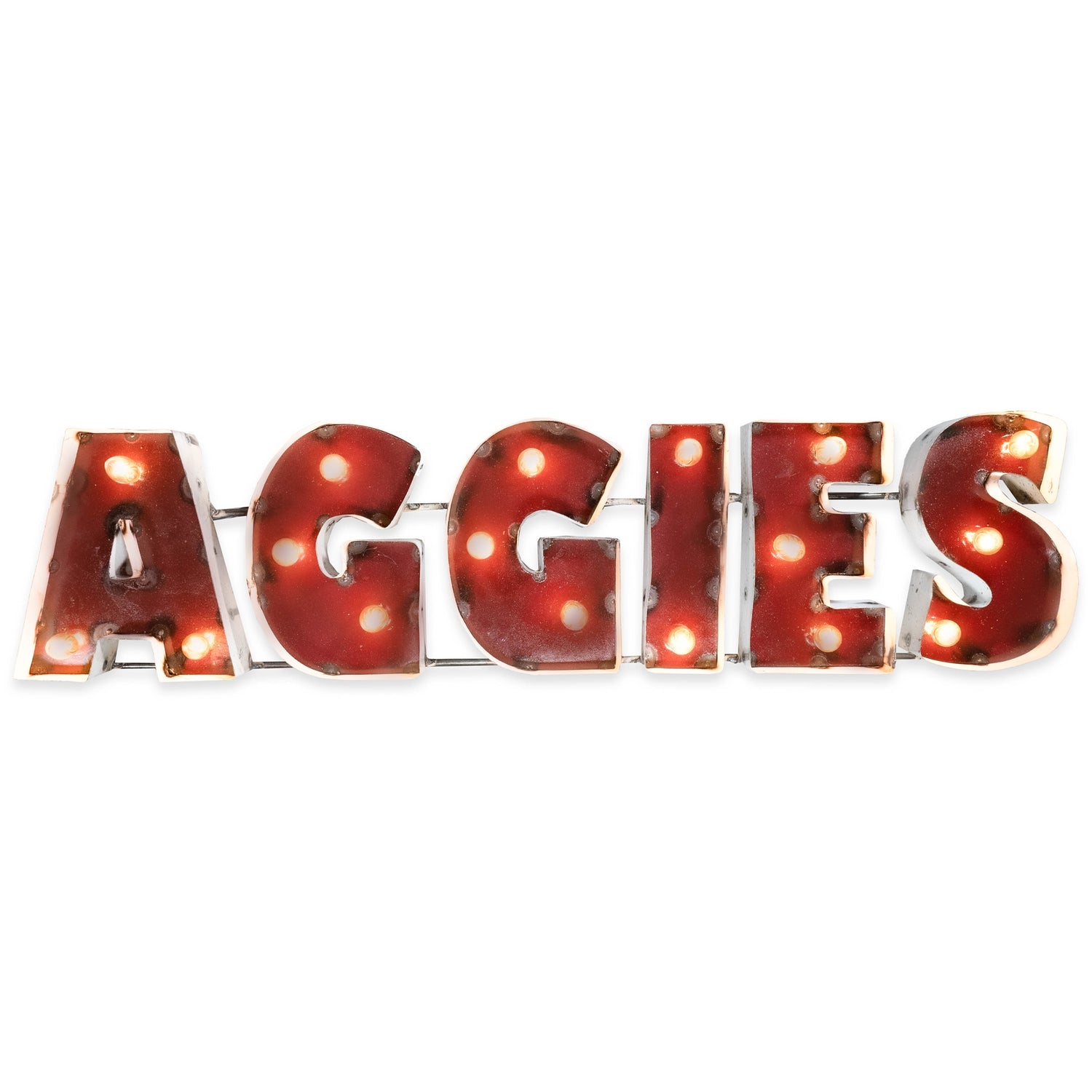 Block Aggies Metal Sign With Lights