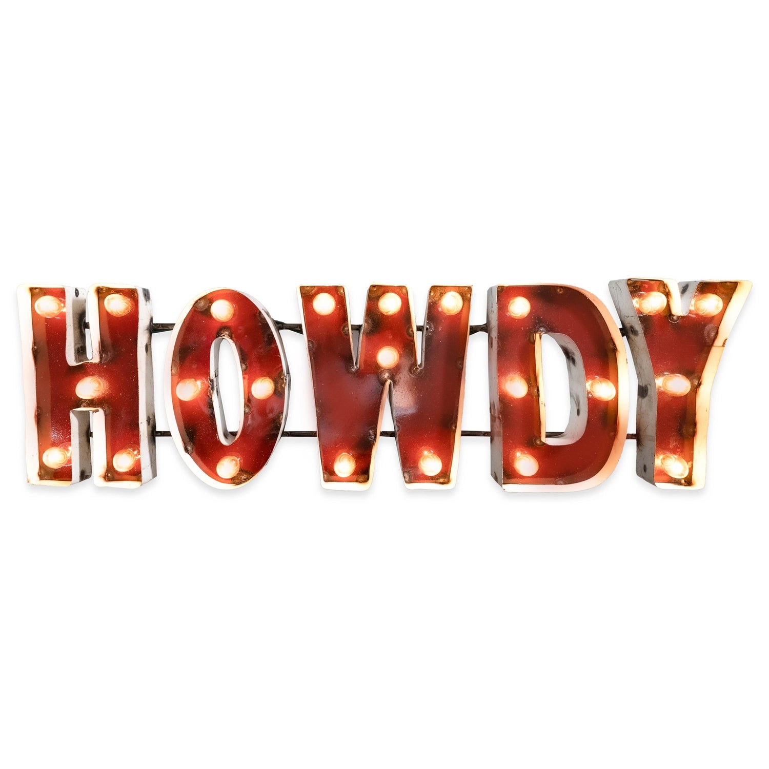 Block Howdy Metal Sign With Lights