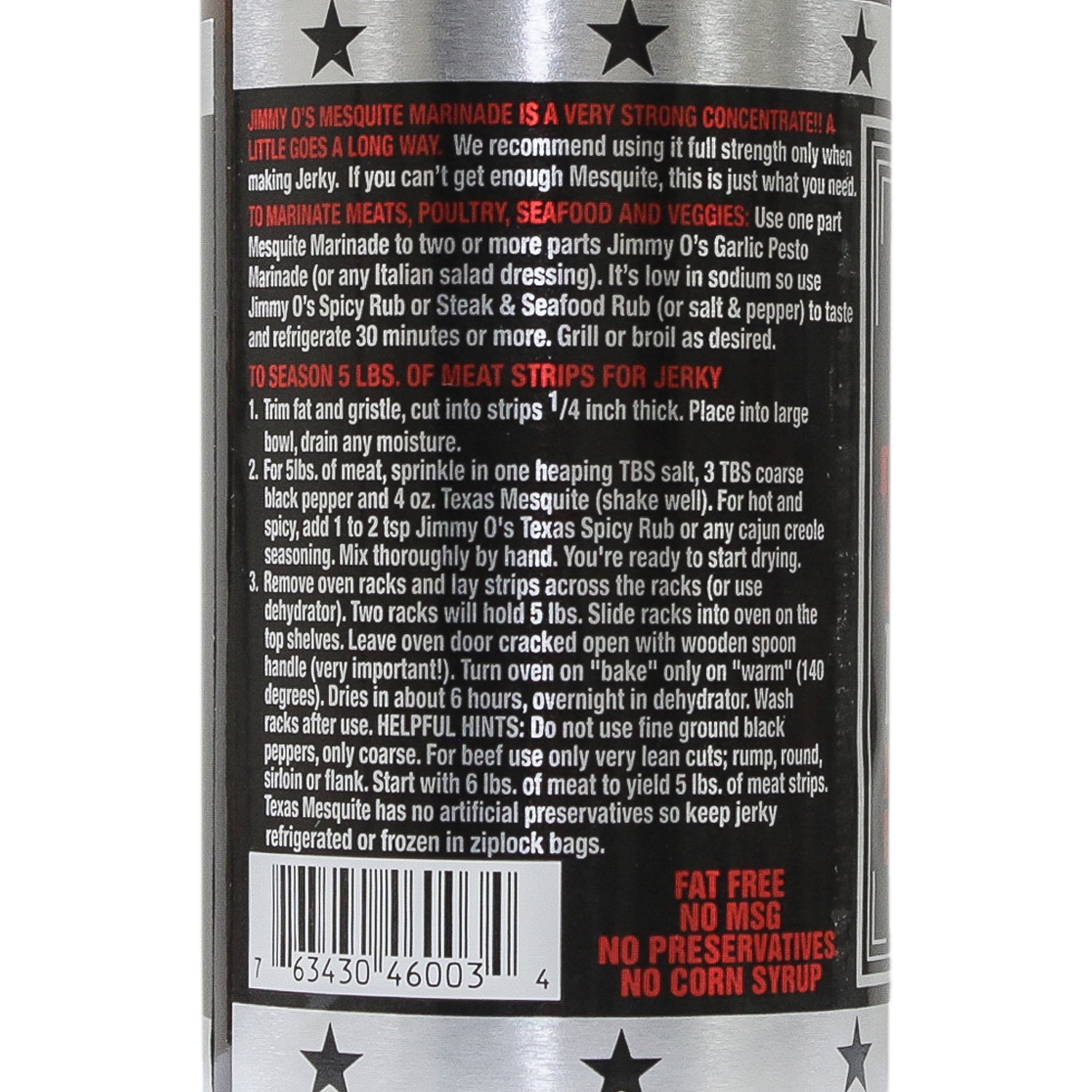 Jimmy O's Texas Mesquite Marinade Concentrate