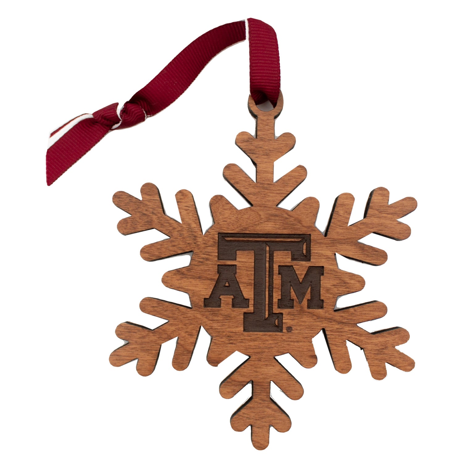 Texas A&M Lazeredge Wooden Snowflake Ornament