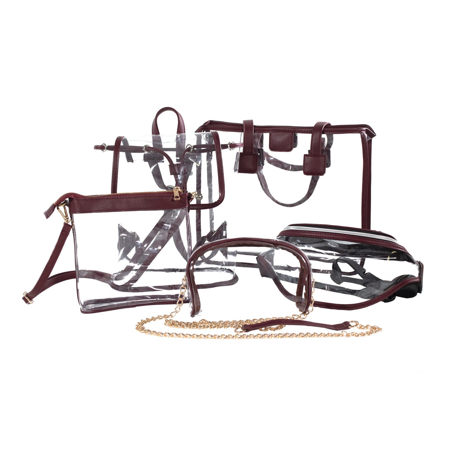 Clear Fanny Pack with Maroon Straps