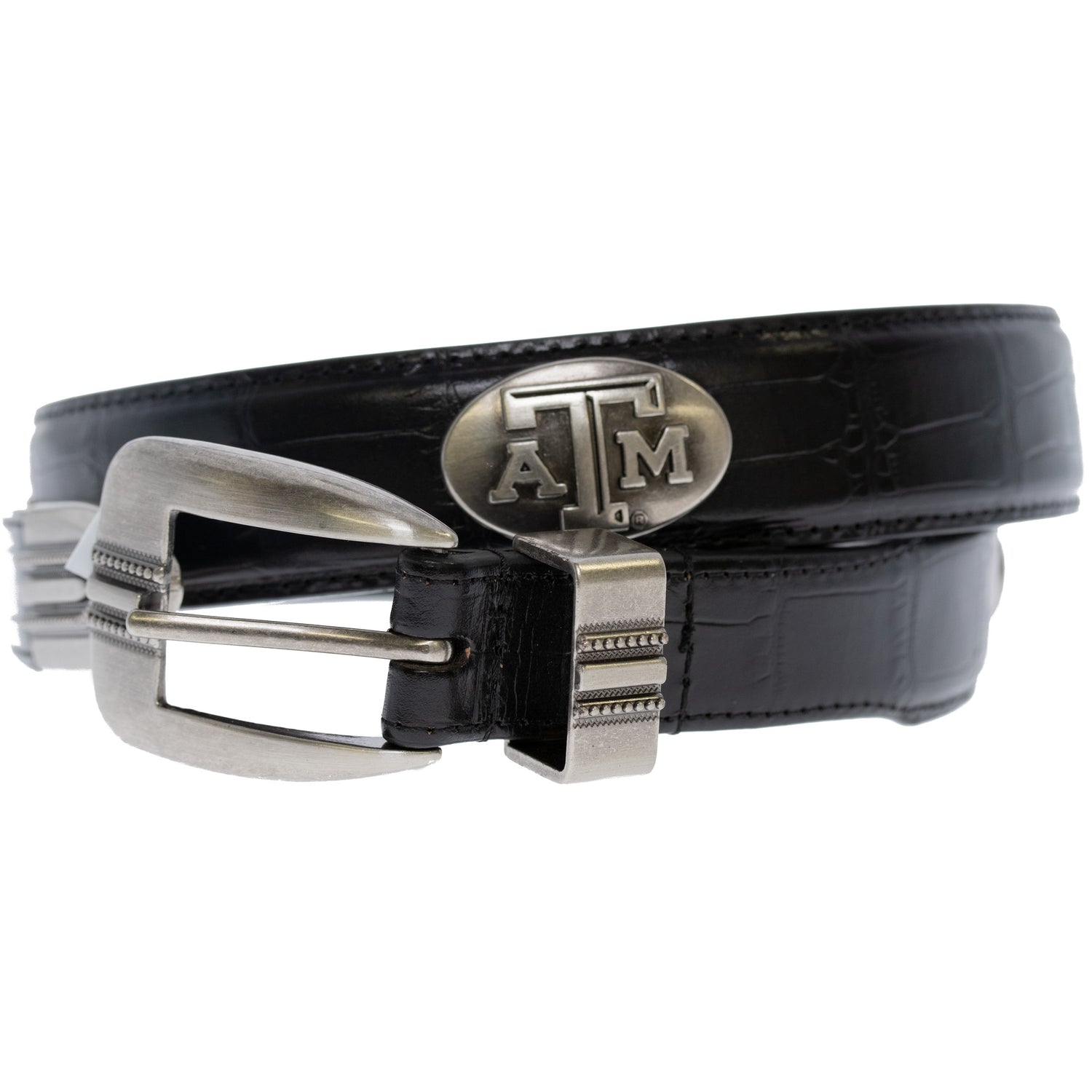 Texas A&M Zepplin Crocodile Concho Black Belt