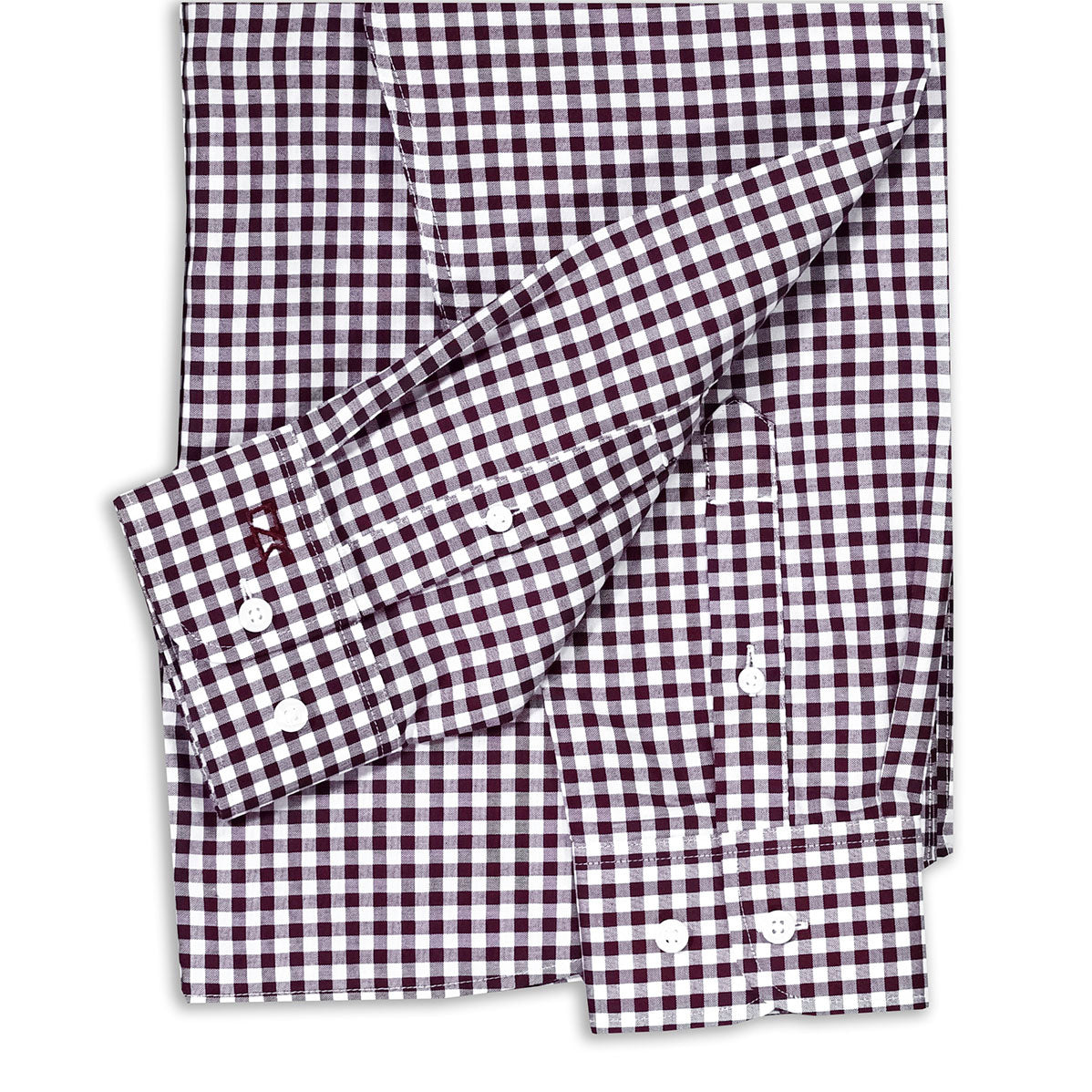 Texas A&M Cutter & Buck Long Sleeve Gingham Button Down