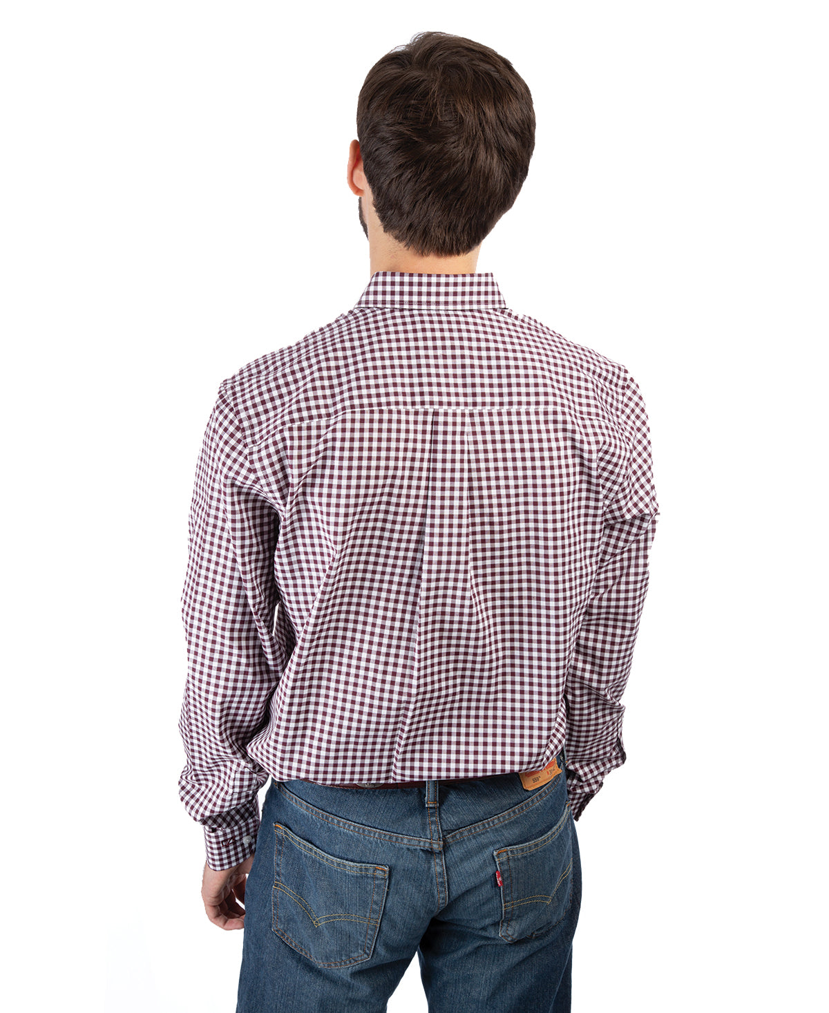 Texas A&M Cutter & Buck Long Sleeve Gingham Button Down
