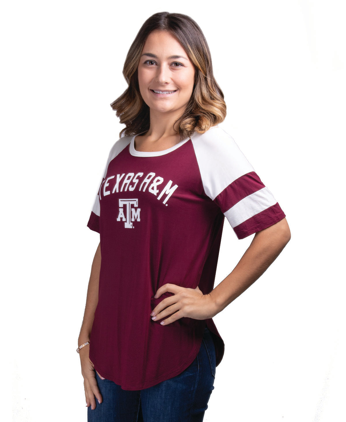 Texas A&M Avery Football Sleeve Stripe Tee
