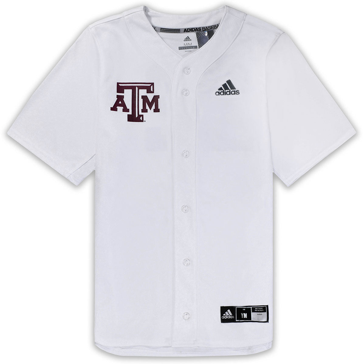 Texas A&M Adidas Diamond King Elite Full Button Youth Baseball Jersey